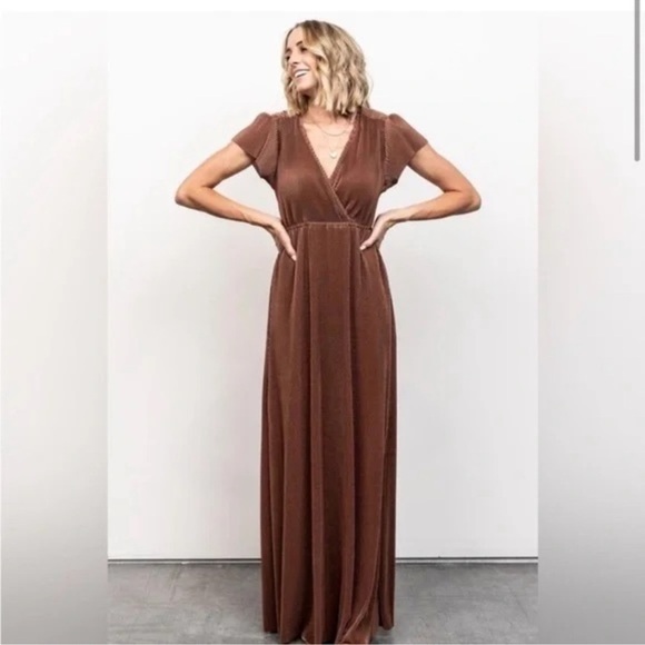 Baltic Born Athena Pleated Short Sleeve Maxi Dress Small Womens - Picture 1 of 8